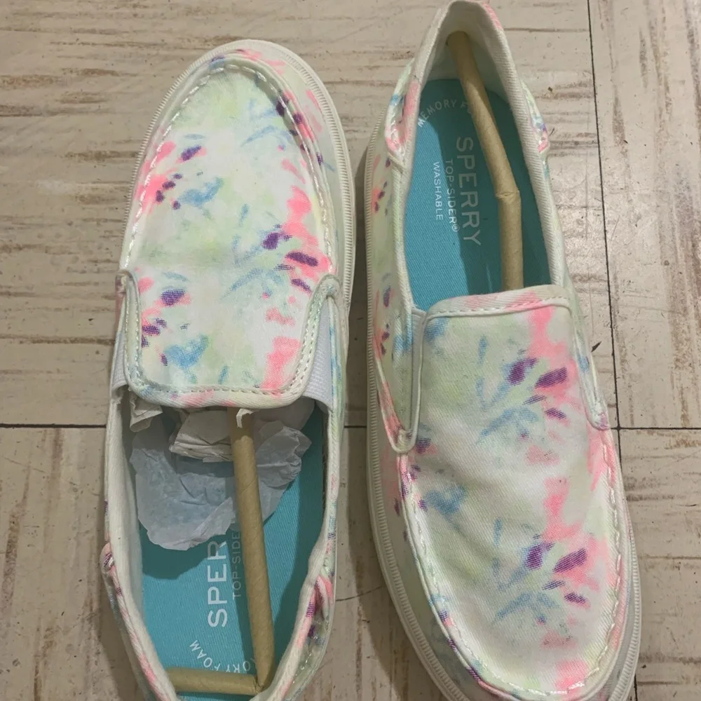 Sperry Girls Salty Jr Tie-Dye Washable Slip-On Sneakers-US Size 4M